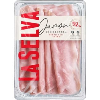 Jamón cocido extra en lonchas sin gluten sin lactosa envase 100 g - La Selva