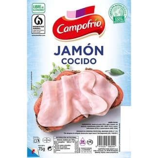 Jamón cocido en lonchas sin gluten sin lactosa envase 75 g - Campofrio