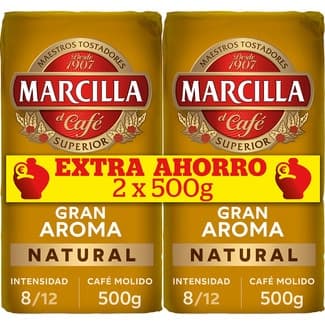 Café molido natural pack 2 paquetes 500 g - Marcilla