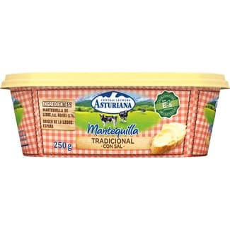 Mantequilla tradicional con sal tarrina 250 g - Asturiana