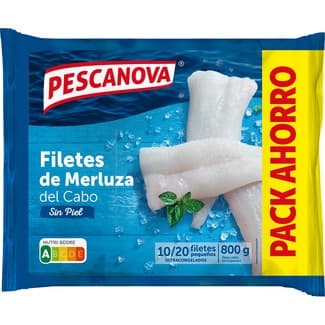 Filetes de merluza sin piel 10-20 piezas bolsa 800 g neto escurrido - Pescanova