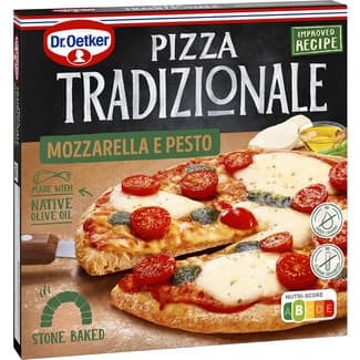 Pizza con queso mozzarella tomate cherry y pesto Mozzarella estuche 385 g - Dr.oetker Tradizionale