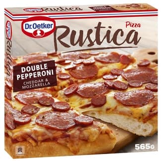 Rústica pizza doble pepperoni queso cheddar y mozzarella estuche 565 g - Dr.oetker