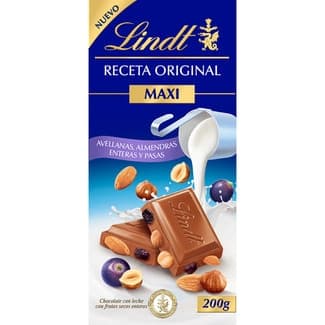 Receta Original Maxi chocolate con leche almendras enteras y pasas tableta 200 g - Lindt
