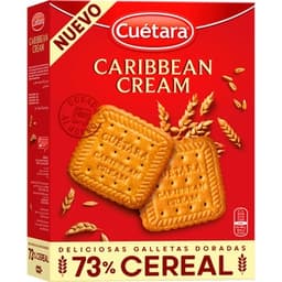 Caribbean Cream galletas doradas con 73% cereales estuche 680 g - Cuetara
