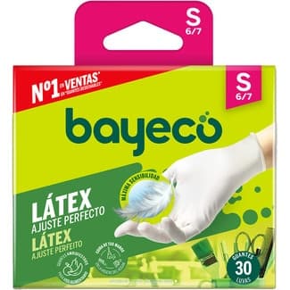 Guantes de látex blancos Ajuste Perfecto talla S caja 30 unidades - Bayeco