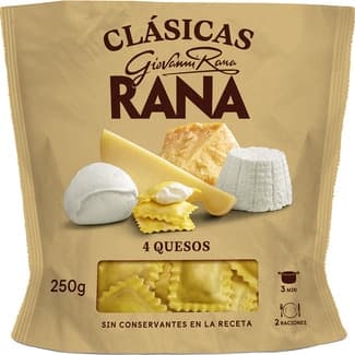 Pasta fresca ravioli al huevo relleno de 4 quesos 2 raciones envase 250 g - Giovanni Rana