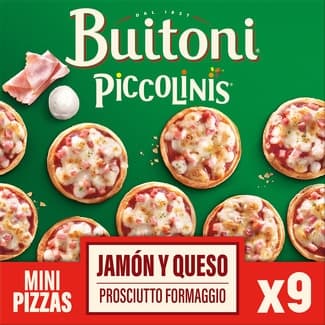 Mini pizzas capricciosa jamón y queso 9 unidades estuche 270 g - Buitoni Piccolinis
