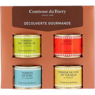 Paté surtido clásico de campaña, cerdo, ave y a la gascona 4 latas estuche 280 g - Comtesse Du Barry