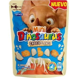 Galletas mini con chocolate blanco bolsa 100 g - Artiach Dinosaurus