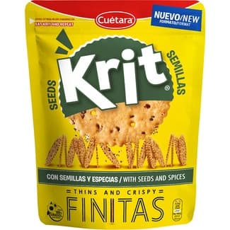 Finitas galletas saladas de aperitivo con semillas de quinoa, chía y lino bolsa 150 g - Cuetara Krit