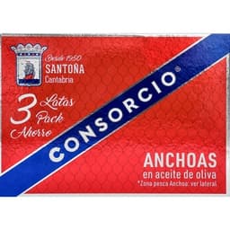 Filtes de anchoa en aceite de oliva pack de 3 lata 87 g neto escurrido - Consorcio