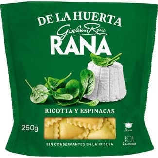 Pasta fresca ravioli al huevo relleno de queso ricotta y espinacas envase 250 g 2 raciones - Giovanni Rana