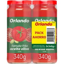 Tomate frito en aceite de oliva virgen extra sin gluten pack 2 frasco 340 g - Orlando