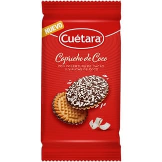 Capricho de coco galleta con cobertura de cacao y virutas de coco bolsa 160 g - Cuetara
