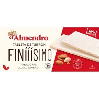 Turrón duro finííísimo Calidad Suprema sin gluten 2 tabletas estuche 160 g - El Almendro