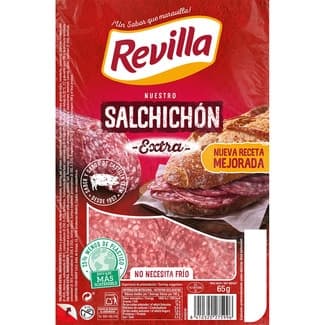 Salchichón extra en lonchas no necesita frío sin gluten envase 65 g - Revilla