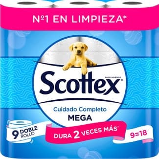 Papel higiénico Cuidado Completo Megarollo 2 capas paquete 9 rollos - Scottex