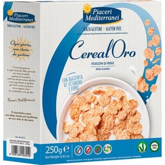 Cereal Oro cereales de arroz sin gluten y sin aceite de palma envase 250 g - Piaceri Mediterranei