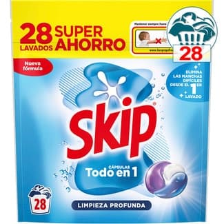 Detergente cápsulas Limpieza Profunda Todo en 1 bolsa 28 cápsulas - Skip
