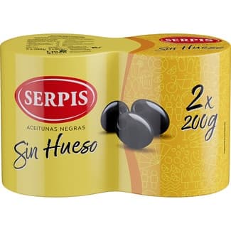 Aceitunas negras cacereñas sin hueso pack 2 latas 85 g neto escurrido - Serpis
