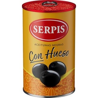 Aceitunas cacereñas negras con hueso lata 160 g neto escurrido - Serpis