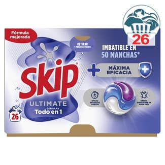 Detergente cápsulas Ultimate Todo en 1 Máxima Eficacia caja 26 cápsulas - Skip