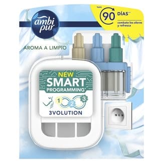Ambientador eléctrico aroma a limpio 3 fragancias aparato + recambio - Ambipur 3volution