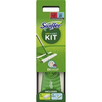 Dry + Wet mopa atrapapolvo con palo caja 1 unidad + 8 recambios + 3 recambios húmedos - Swiffer