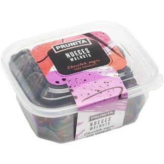 Nuez mitades bañada en chocolate negro belga tarrina 200 g - Prunita