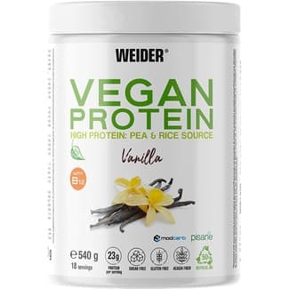 Vegan Protein de guisante y arroz sabor vainilla sin lactosa y sin gluten envase 540 g - Weider