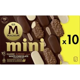 Mini helados surtidos Classico Almendras y Blanco sin gluten 10 unidades estuche 550 ml - Magnum
