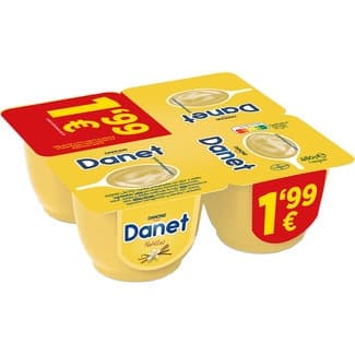 Natillas de vainilla sin gluten pack 4 unidades 120 g - Danone Danet