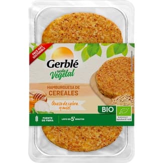 Bio hamburguesa de cereales con queso de cabra y miel ecológica pack 2 unidades 80 g - Gerble