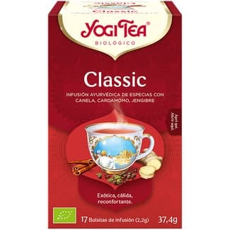 Classic infusión ayurvédica ecológica de especias con canela cardamomo y jengibre estuche 17 bolsitas sin gluten - Yogi Tea