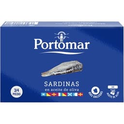Sardinas en aceite de oliva 3-4 piezas lata 81 g neto escurrido - Portomar