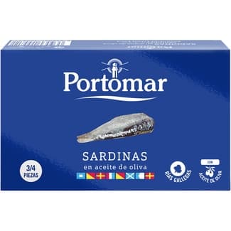 Sardinas en aceite de oliva 3-4 piezas lata 81 g neto escurrido - Portomar