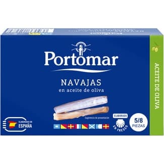 Navajas en aceite de oliva lata 63 g neto escurrido - Portomar