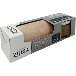 Foie gras entero de pato mi cuit envase 200 g mermelada de mango con jengibre 50 g - Zubia