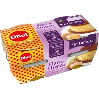 Flan de huevo al baño María sin gluten sin lactosa pack 4 unidades 110 g - Dhul