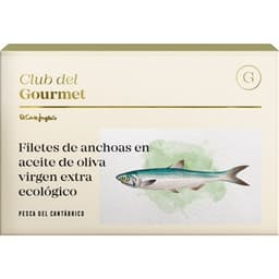 Filetes de anchoa del Cantábrico en aceite de oliva extra biológico 10 piezas lata 120 g - Club Del Gourmet