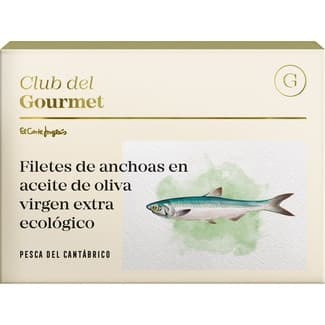 Filetes de anchoa del Cantábrico en aceite de oliva extra biológico 8-10 piezas lata 55 g - Club Del Gourmet