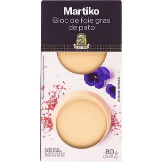 Bloc de foie gras de pato 2 medallones x 40 g sin gluten envase 80 g - Martiko