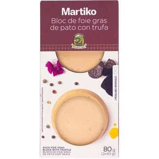 Bloc de foie gras de pato con trufa 2 medallones x 40 g sin gluten envase 80 g - Martiko