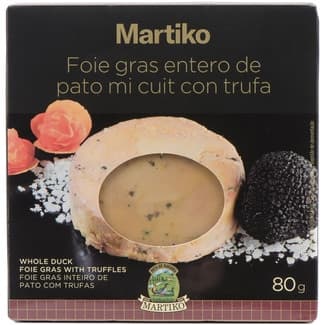 Foie gras entero de pato mi cuit con trufa sin gluten envase 80 g - Martiko