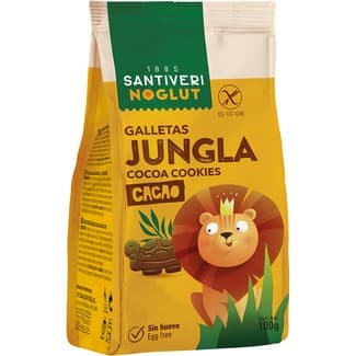 Jungla galletas de cacao con formas de animales sin gluten bolsa 100 g - Santiveri Noglut