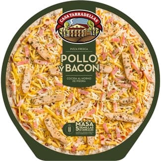 Pizza de pollo y bacon con masa de 5 semillas & cereales envase 410 g - Casa Tarradellas
