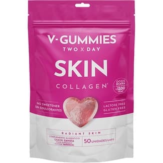 Skin Collagen gominolas con sabor a sandía sin gluten y sin lactosa bolsa 50 unidades sin edulcorantes - V-gummies