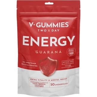 Energy Guaraná gominolas sabor tropical sin gluten y sin lactosa bolsa 50 - V-gummies