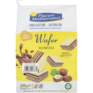 Barquillos a la crema de avellanas sin gluten, con leche sin lactosa y sin aceite de palma bolsa 200 g - Piaceri Mediterranei